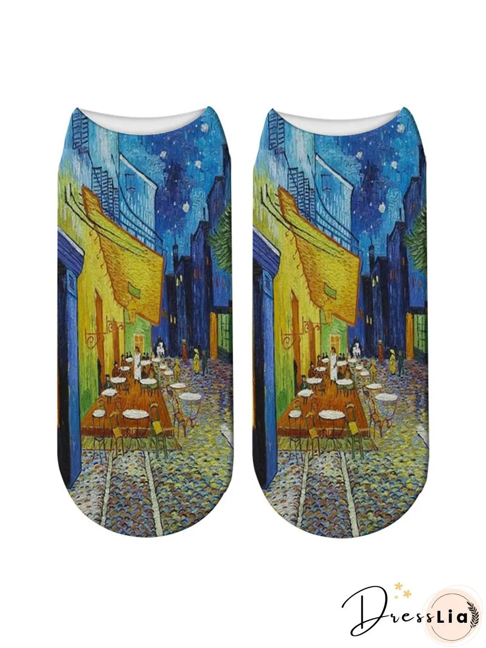 Simple Pop Art Cotton Printing Breathable Commuting Ankle Socks Regular Womens