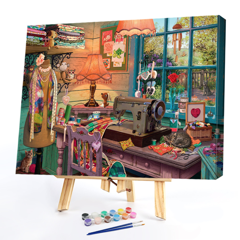 

50*40CM - Paint By Numbers - Sewing Machine, 501 Original