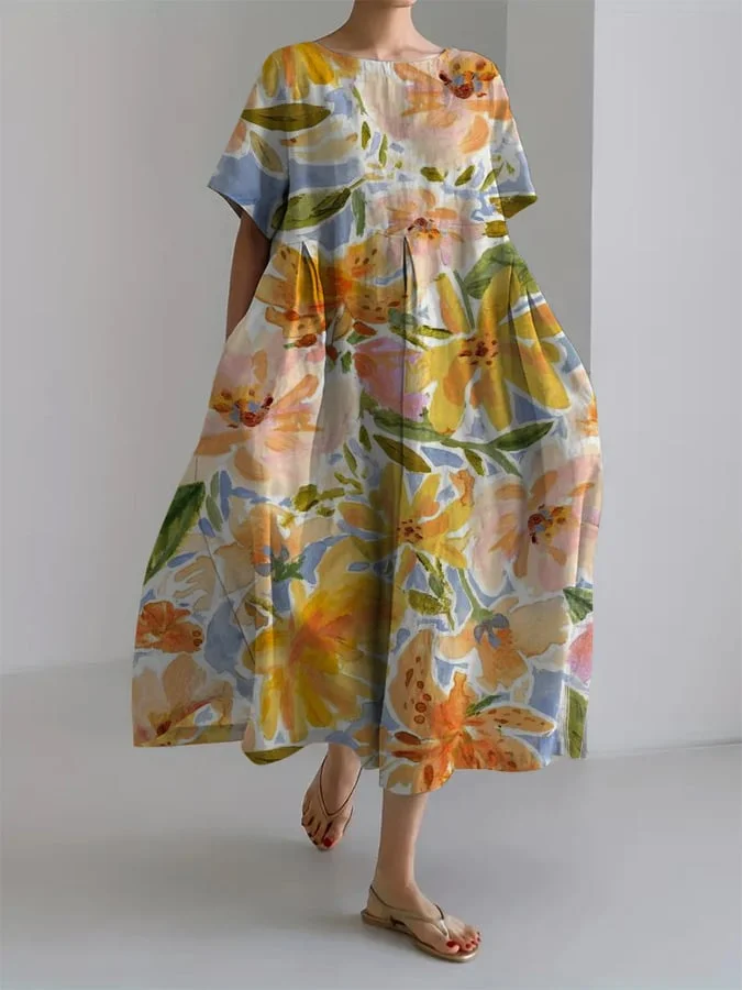 Women's Casual Floral Design Printed Casual Loose Dress