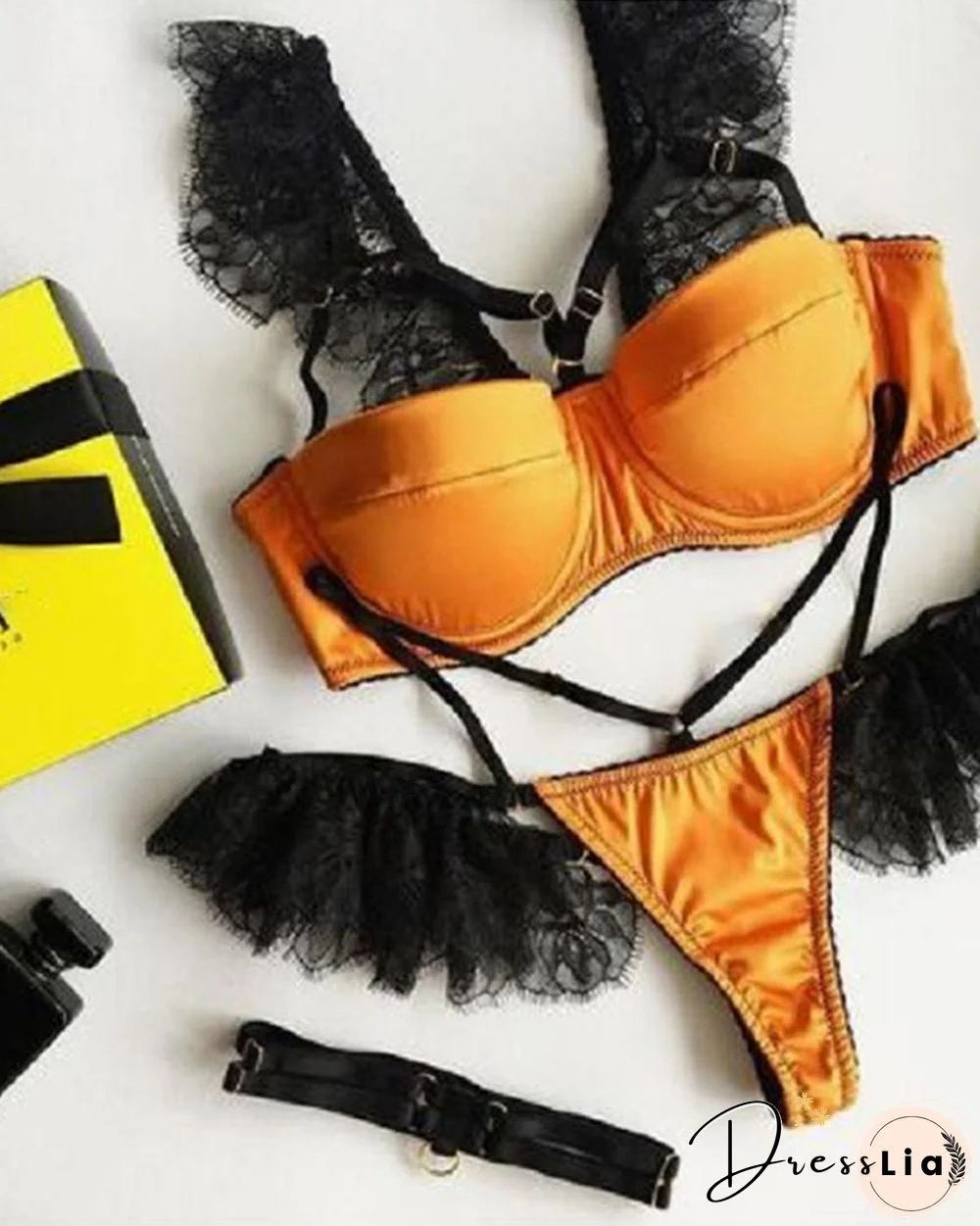 Lace Hem Patchwork Bra Sets P12975