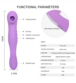 Bending Sucking Vibrator – Dual-Purpose Vibrating and Sucking Stick for Female Clitoral Stimulation and Orgasmic Masturbation