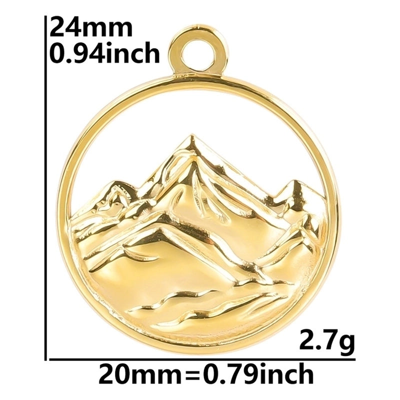 304 Stainless Steel 18K Gold Plated Basic Minimalist Classic Style Plating Mountain Pendant Necklace