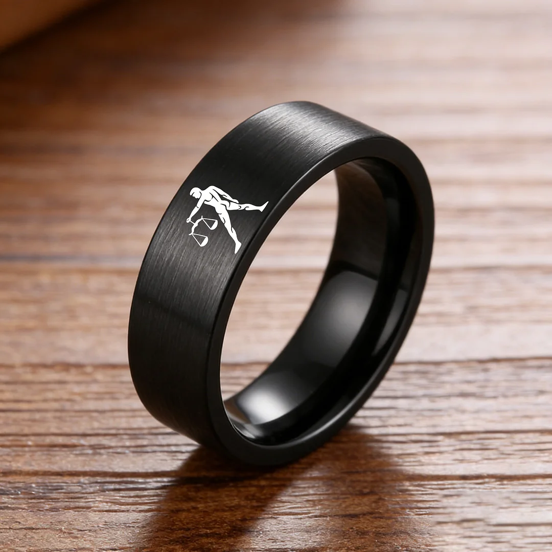 Men Women Black Libra Tungsten Carbide Rings Couple Wedding Bands Flat Top Comfort Fit 4MM 6MM 8MM Width