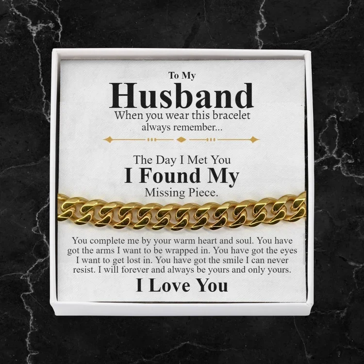 To My Husband I LOVE YOU Cuban Chain Bracelet Stainless Steel Romantic Warm Gift