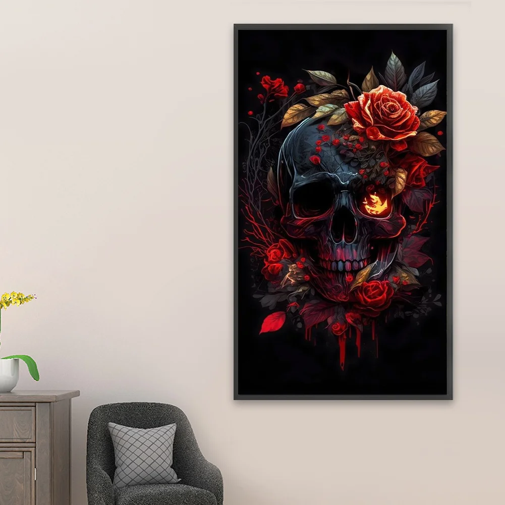 Diamond Painting - Full Round Drill - Rose Skull(Canvas|40*70cm)