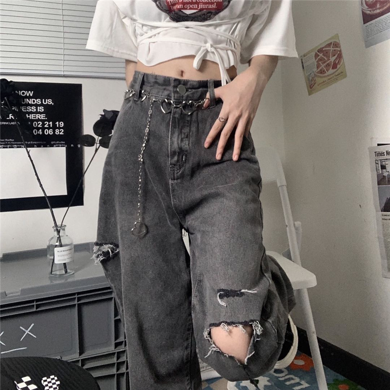 HIGH STREET RIPPED WIDE LEG JEANS