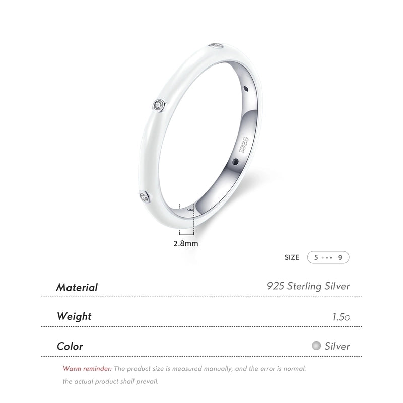 925 Sterling Silver Zircon Solid Color Rings