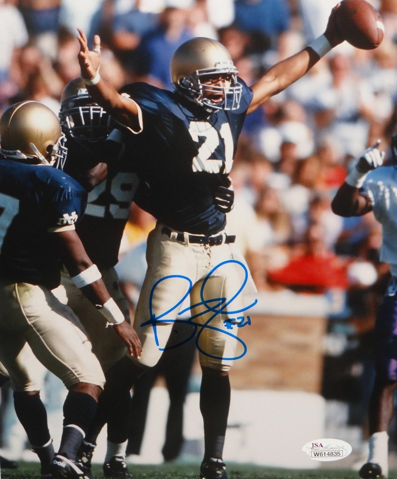 Bobby Taylor Autographed Notre Dame 8x10 Vertical Cheering Photo Poster painting- JSA W Auth