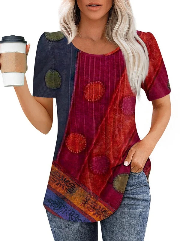 Women's Short Sleeve Scoop Neck Printed Graphic Tops