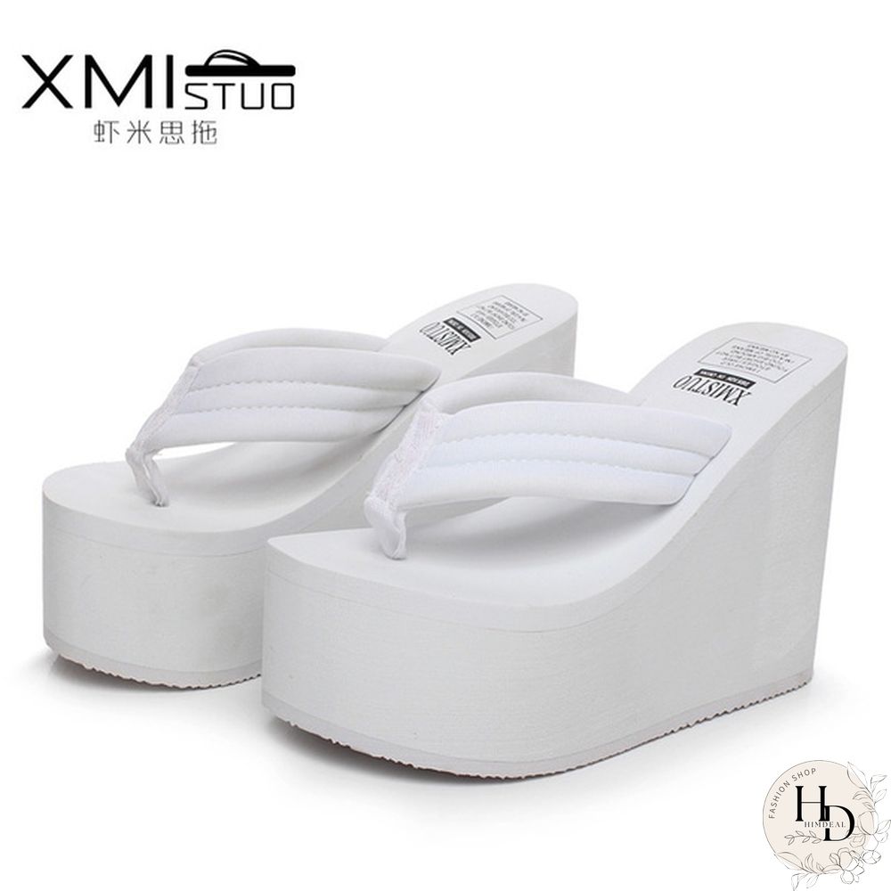 Women Summer Slipper Soild Wedge Platform Flip Flops High Heels Beach Sandals Ladies Thick High