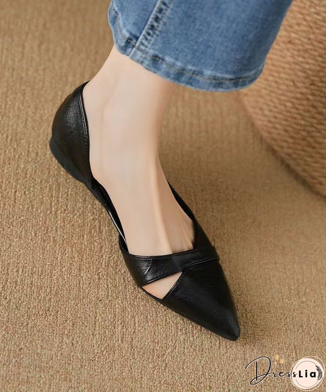 Mulberry Cowhide Leather Comfy Splicing Flat Feet Shoes