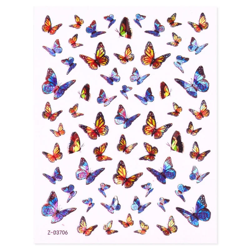 1 Sheet Nail Art 3D Nail Sticker Butterfly Colorful Nail Decals Fairy Tales Nail Transfer Decals Nail Decorations DIY Design