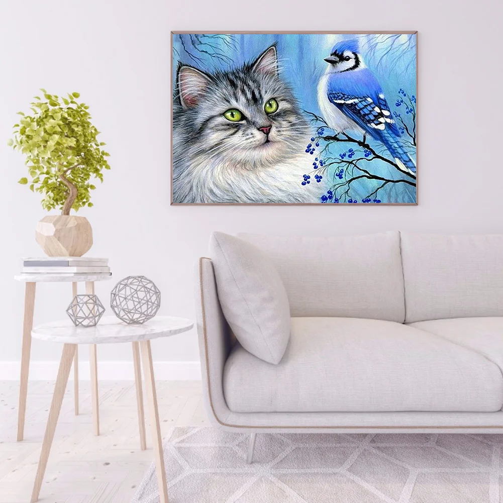 Diamond Painting - Full Round Drill - Cat Bird(40*30cm)