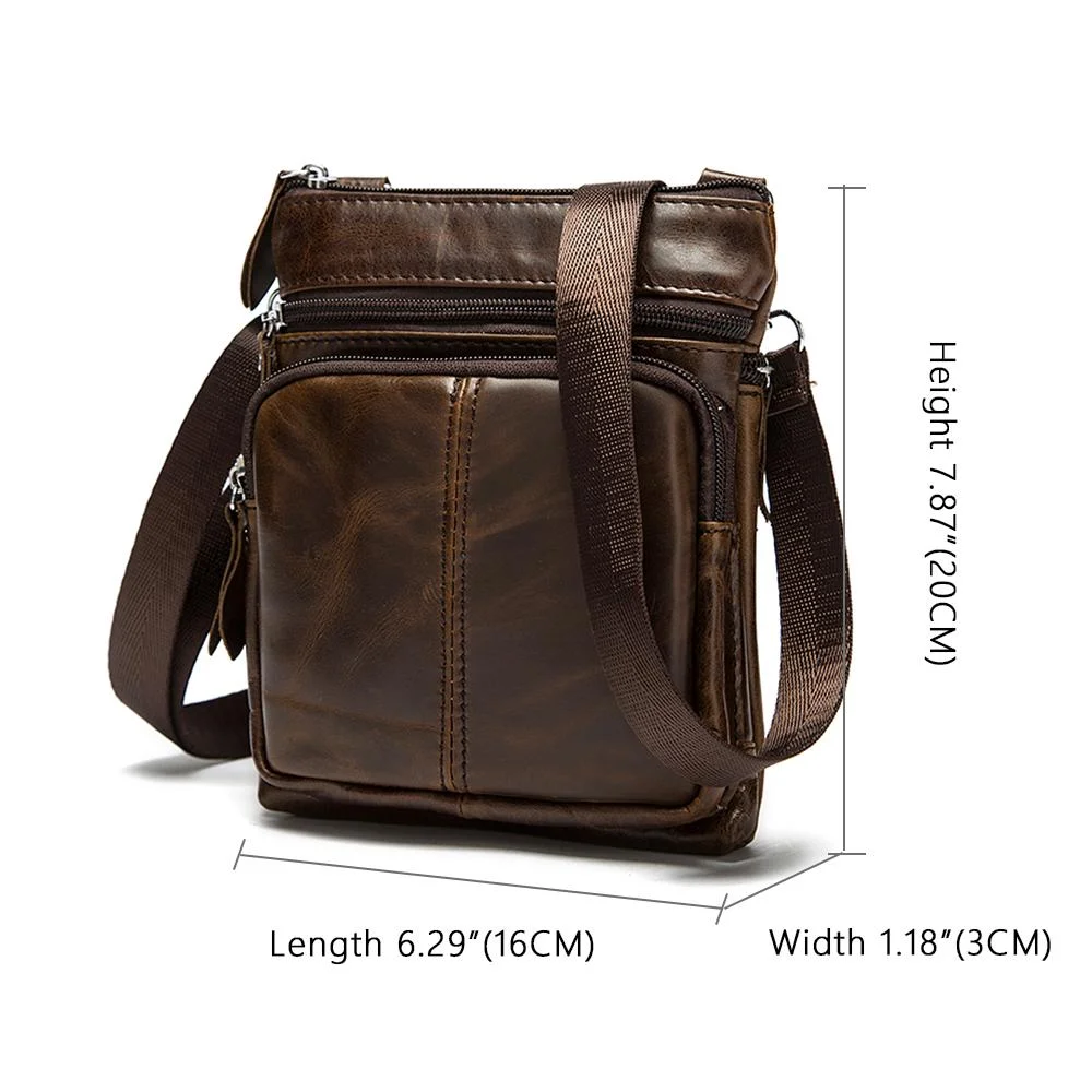 Crazy Horse Leather Casual Mens Messenger Shoulder Bag