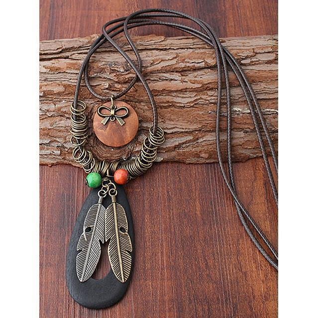 Feather Long Alloy Necklaces