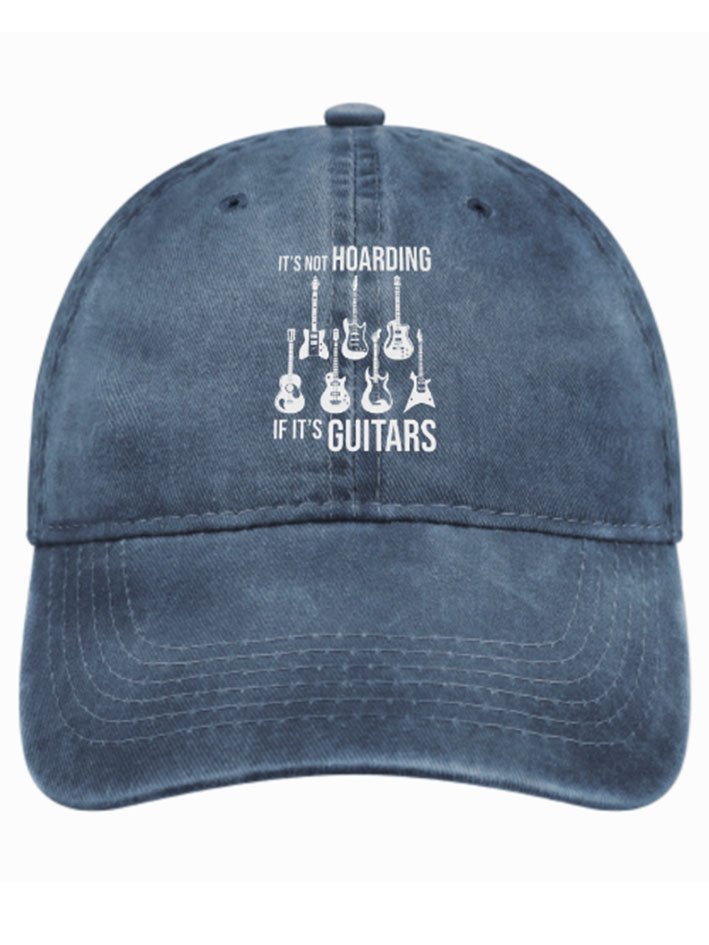 It Is Not Hoarding If It’S Guitars Funny Graphic Print Casual Text Letters Adjustable Denim Hat