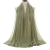 Plain Color Soft Chiffon Long Gauze Shawl Women Hijab