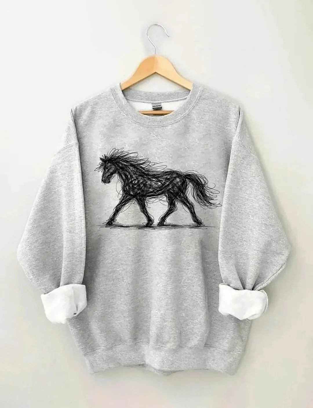 Abstract Art Line Horse Sweatshirt