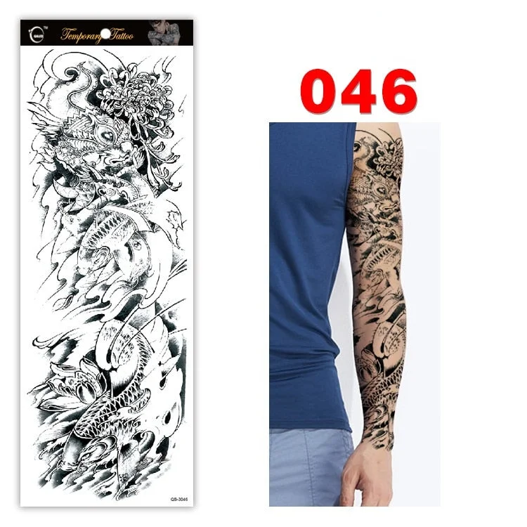 Full Arm Series Temporary Tattoo Full Arm Tattoo Sticker Lasting Waterproof Sweat Flower Arm Full Arm Tattoo Big Picture Sticker