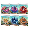 (US Only)6PCS DIY Bud Dragon Diamond Art Greeting Cards Congratulations Cards & Gifts