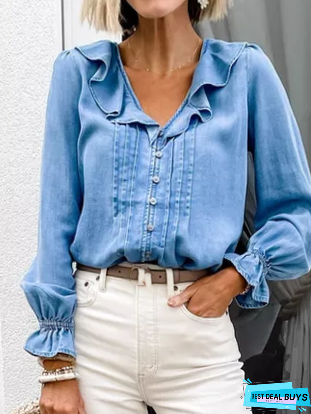 Loose Casual V Neck Blouse