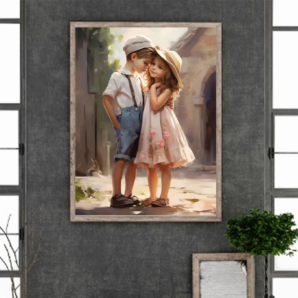 Diamond Painting - Full Round Drill - Kid Sweet Couple(Canvas|30*40cm)