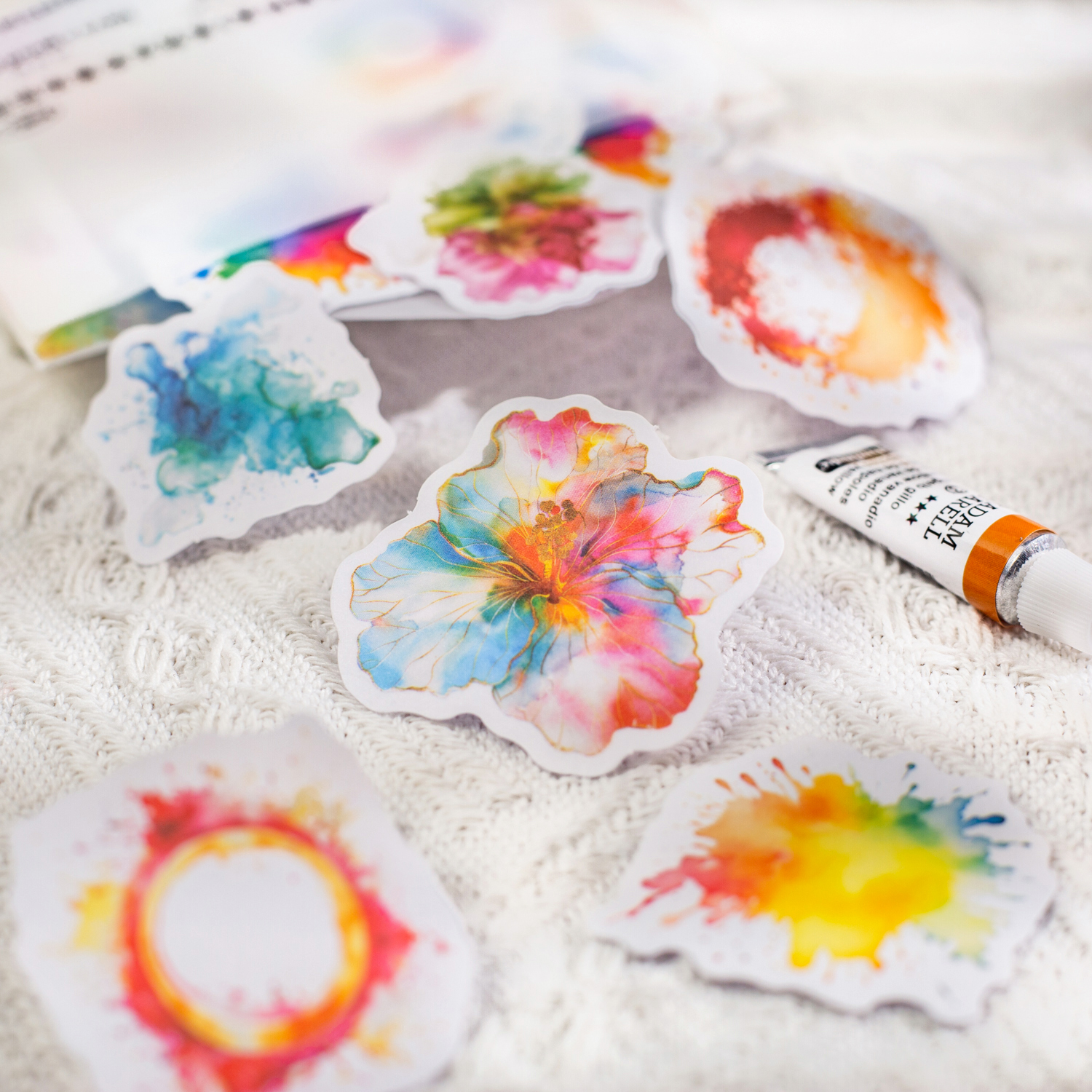 와시 스티커 - 수채화 물감 상자 시리즈 빈티지 스머지