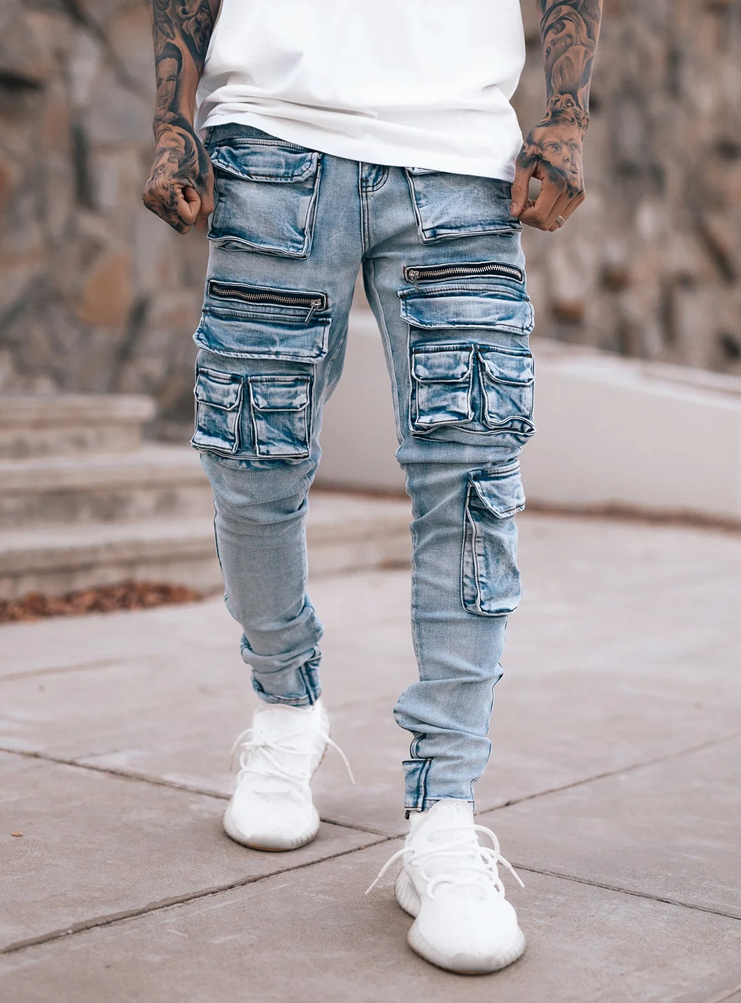 Cargo Jeans V5 in Light Blue