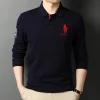 Solid color embroidered business casual polo shirt