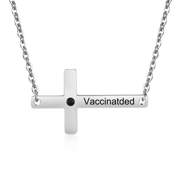 Personalized Vaccinated Necklace Custom Birthstone Cross Necklace