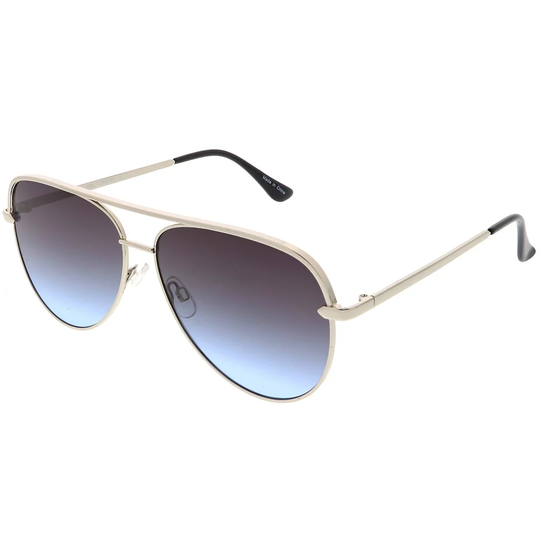 Premium Oversize Metal Aviator glasses With Colored Flat Lens And Crossbar 60mm
