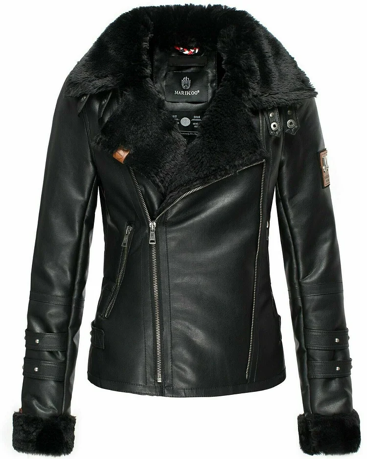 Women's fall/winter jacket with faux leather lining motorcycle jacket