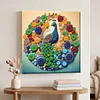 Kit de peinture circulaire en r&eacute;sine de paon bricolage 30x30cm avec cadre rond de boutons cr&eacute;atifs peinture pour adultes d&eacute;butants arts cr&eacute;atifs d&eacute;coration int&eacute;rieure