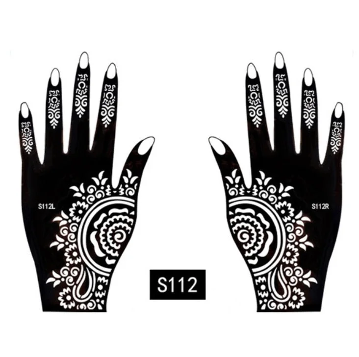 2Pcs/Set Temporary Tattoo stencil 25 designs Body Art Men Women Indian Henna pattern Beauty Waterproof Fake Arm Hand Reuse tatoo
