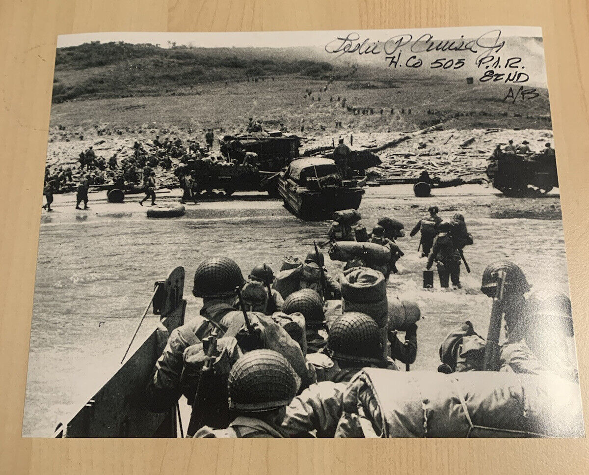 LESLIE CRUISE SIGNED 8x10 Photo Poster painting AUTOGRAPH WORLD WAR 2 D-DAY SURVIVOR COA