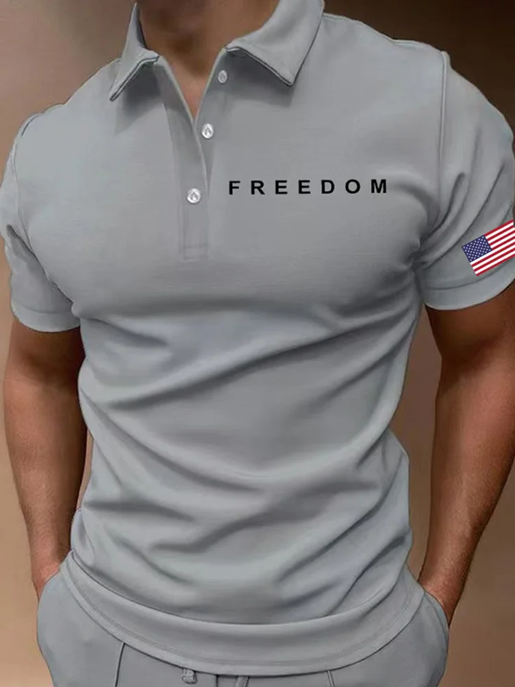 Men's Freedom American Flag Print Polo Shirt