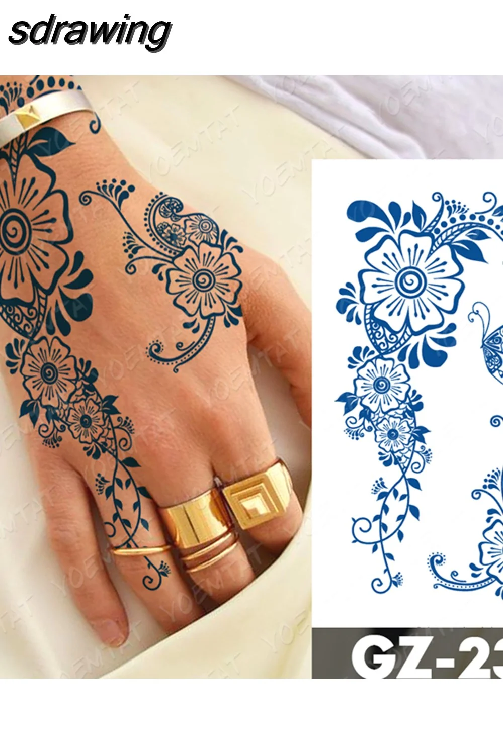 sdrawing Ink Tattoos Body Art Lasting Waterproof Temporary Tattoo Sticker Rose Flower Pearl Tatoo Arm Fake Butterfly Peony Tatto