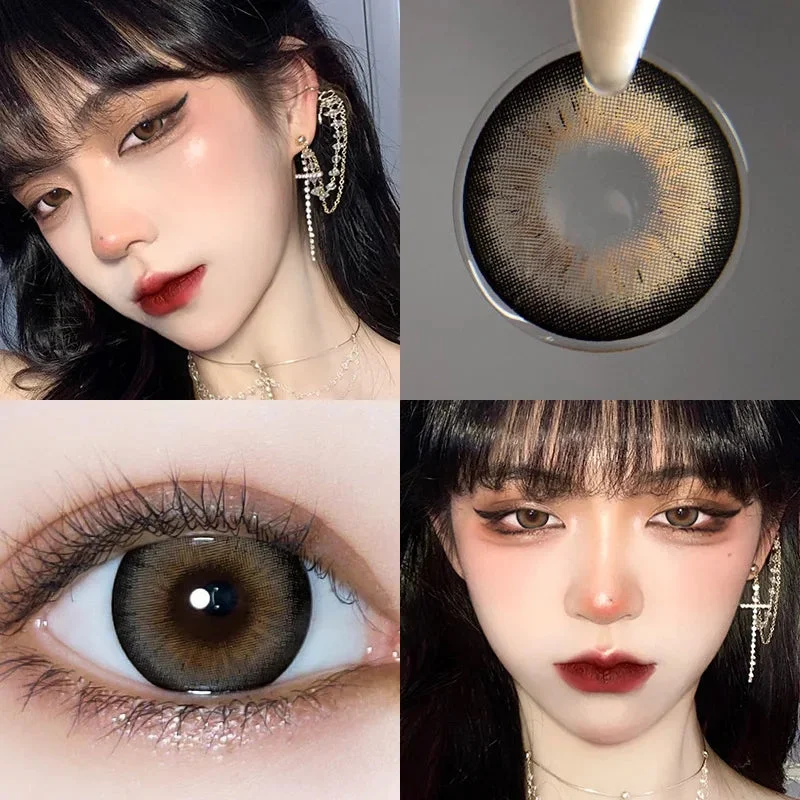 Sdrawing 1pair/2pcs Black Large Diameter Color Contact Lenses Men with Diopter Myopia Fashion Color Contact Lenses Natural