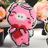 Bead Embroidery - Pig Beaded Counted Cross Stitch Keyring