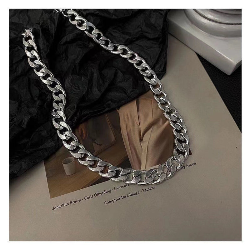 Titanium Steel Necklace Non-fading Thick Chain Cuban Chain Men’s Fashion Punk Style Hip Hop Sweater Chain Accessories