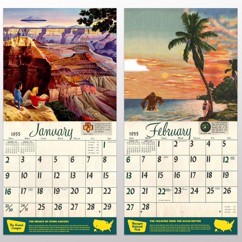 2022 National Park Monsters Calendar, Alternate Histories