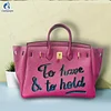 Hand Draw Customize Art English graffiti Bags For women Handbags Designer Shoulder Bag Real Cowskin Leather Unique personality
