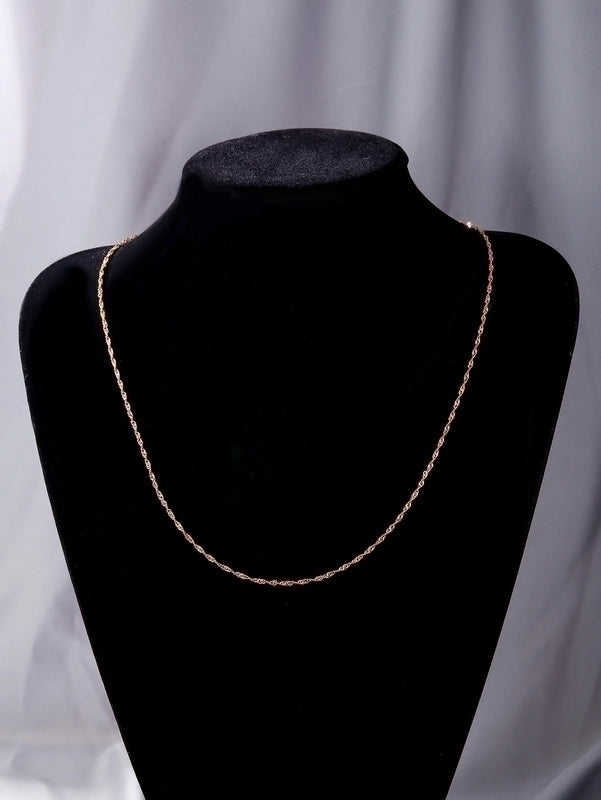 Vintage Style Solid Color Stainless Steel 14K Gold Plated Plating Pendant Necklace3