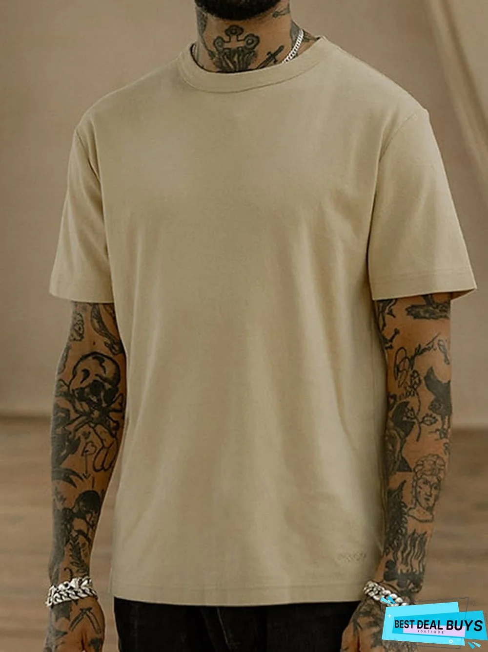 Men's 100% Cotton Acid Wash Shirt Oversized Shirt Plain Crew Neck Daily Wear Vacation Short Sleeve Clothing Apparel Fashion Sport Casual