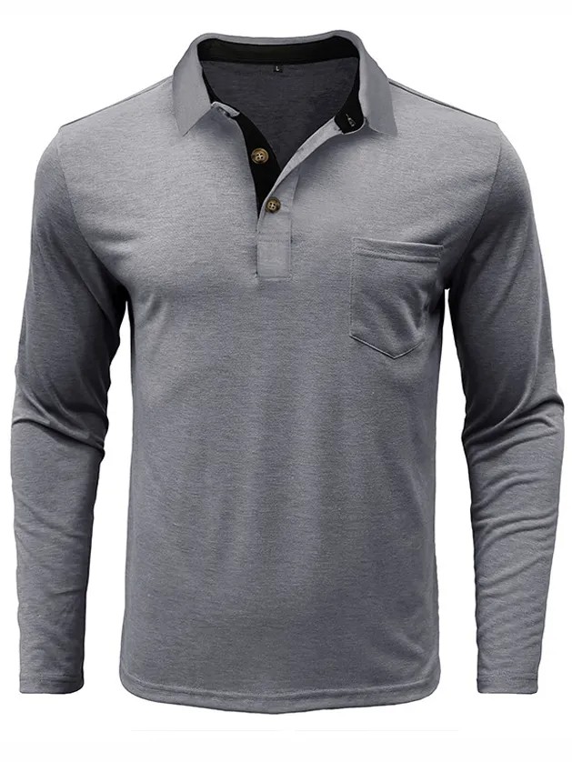 Men's Colorful Cotton Pocket Basic Base Polo Top PLUSCLOTHESMAN