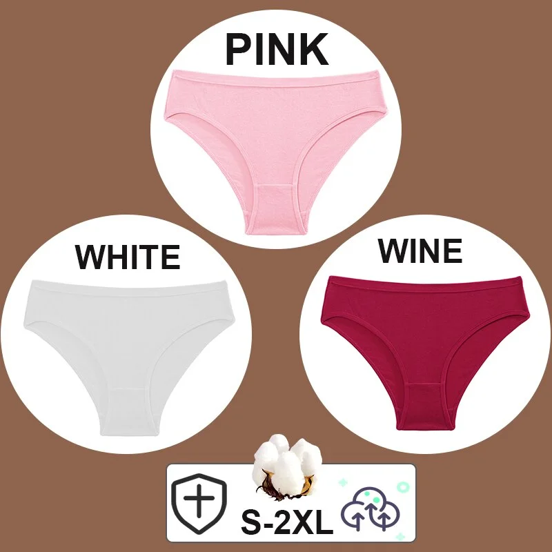 FINETOO 3PCS/Set Women Cotton Pantys Soft Back Love Lace Briefs Mesh Femme Underpants Woman Low-Waist Underwear Lingerie S-2XL