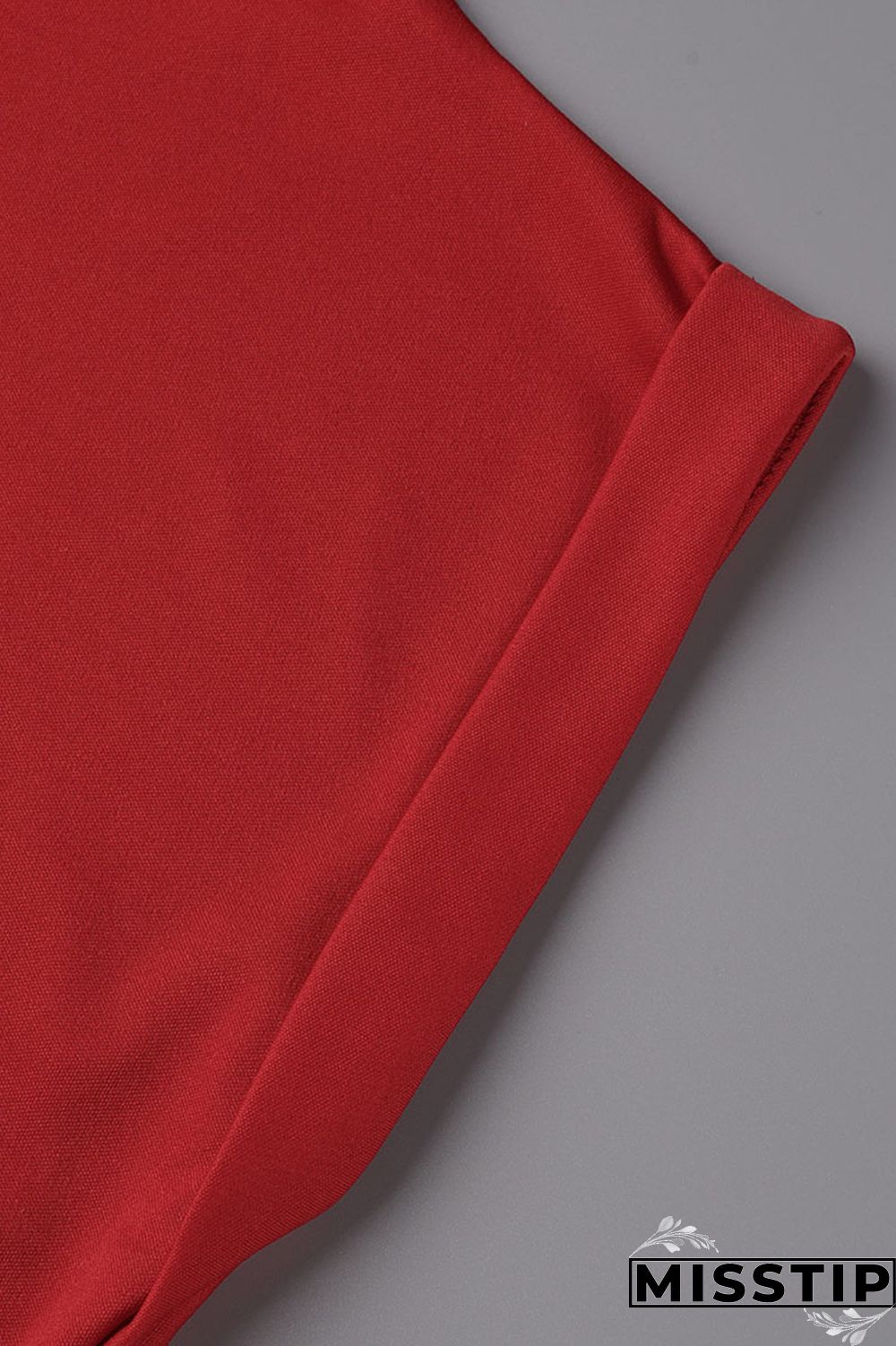 Red Fashion Casual Solid Patchwork Asymmetrical Oblique Collar Tops