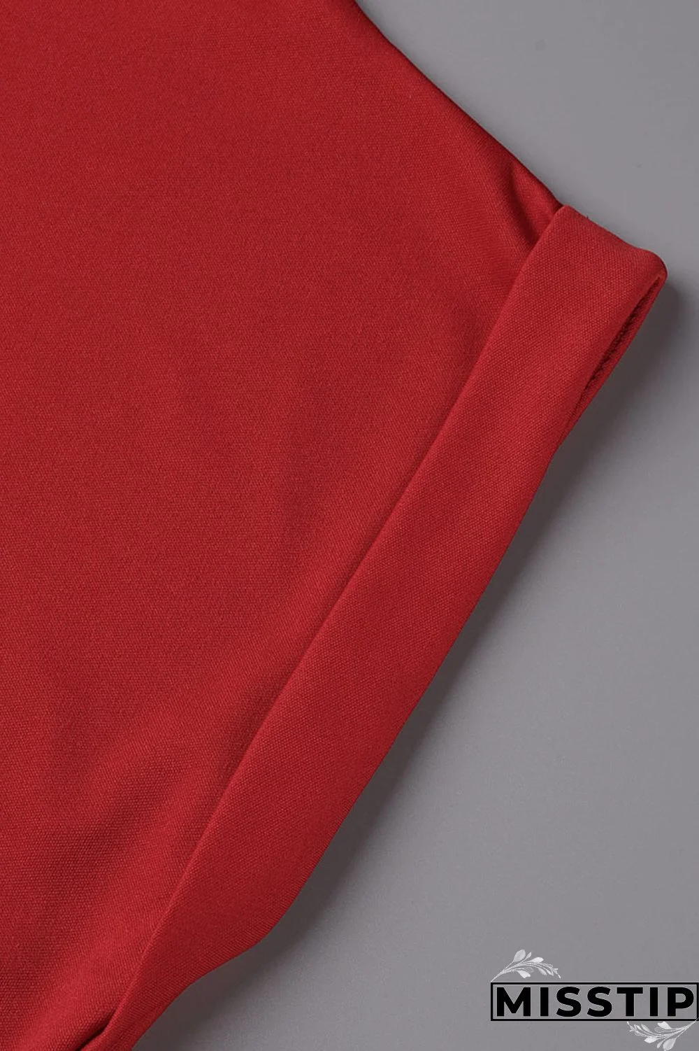 Red Fashion Casual Solid Patchwork Asymmetrical Oblique Collar Tops