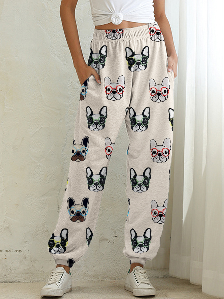 Funny Dogs With Glasses Print Sweatpants wearshes