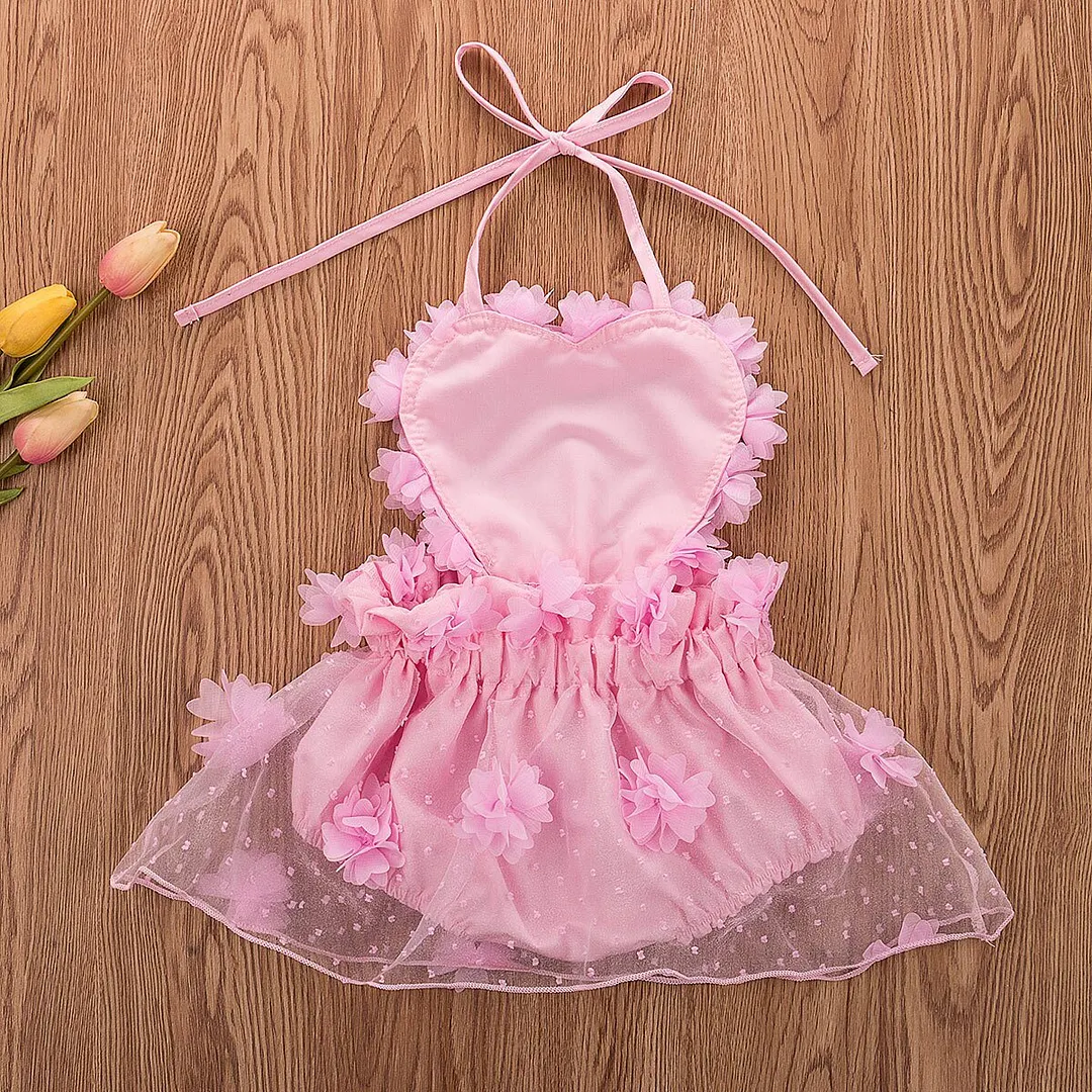 2019 Baby Summer Clothing Newborn Baby Girl Tulle Chiffon Dress Jumpsuit Bodysuit Solid Outfits Ruffled Princess Gown Clothes